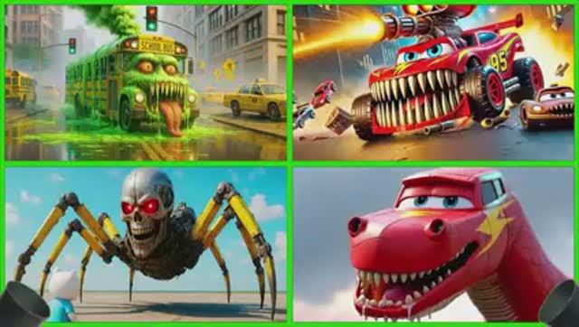 МУЛЬТИК ДЛЯ ДЕТЕЙ Молния Маквин против Монстр-Траков и Скелета 🏎️🦖 КРУТАЯ ПОГОНЯ