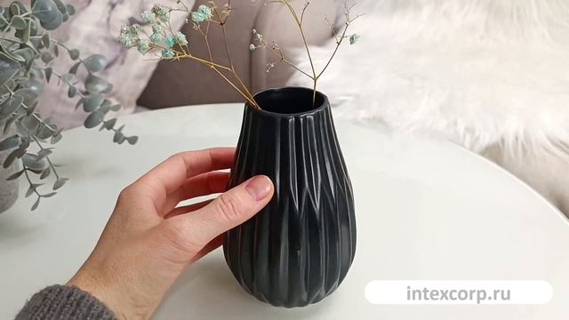 Керамическая ваза ТОРРЭ черная, 13 см, 1021209-2