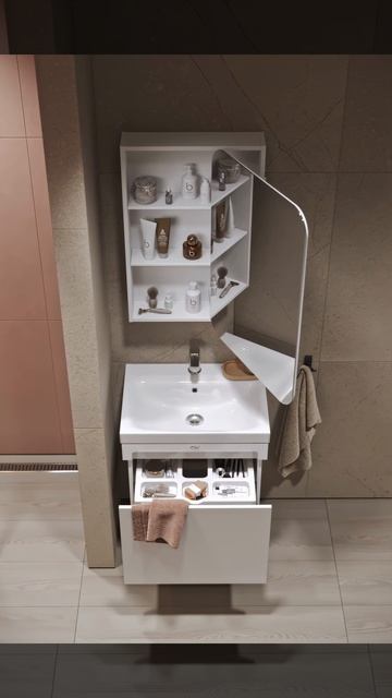 Зеркальный шкаф Cosmetic 60 размера с поворотным механизмом зеркала для ванной комнаты!