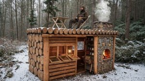 Мужчина потратил 10 дней на строительство тёплого зимнего убежища. Бушкрафт, выживание.