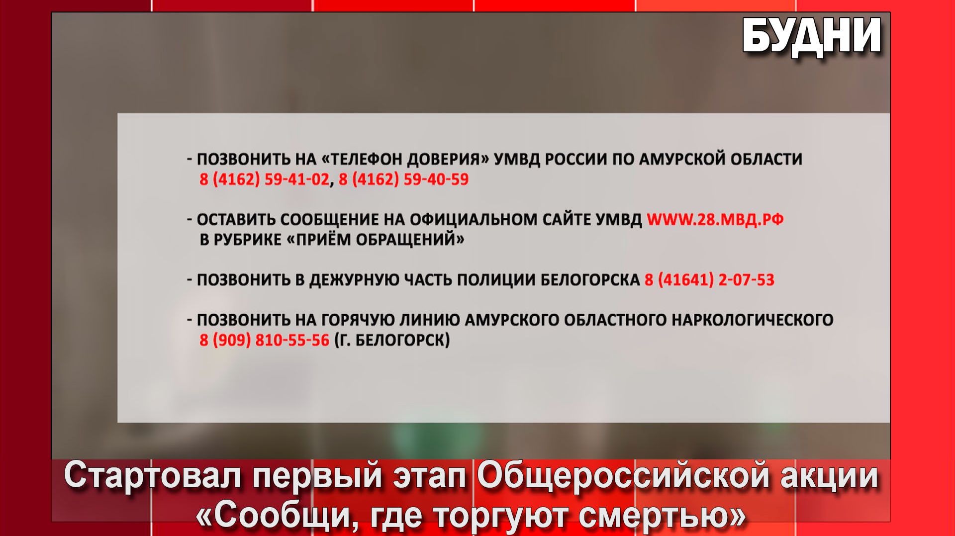 «Сообщи, где торгуют смертью!»