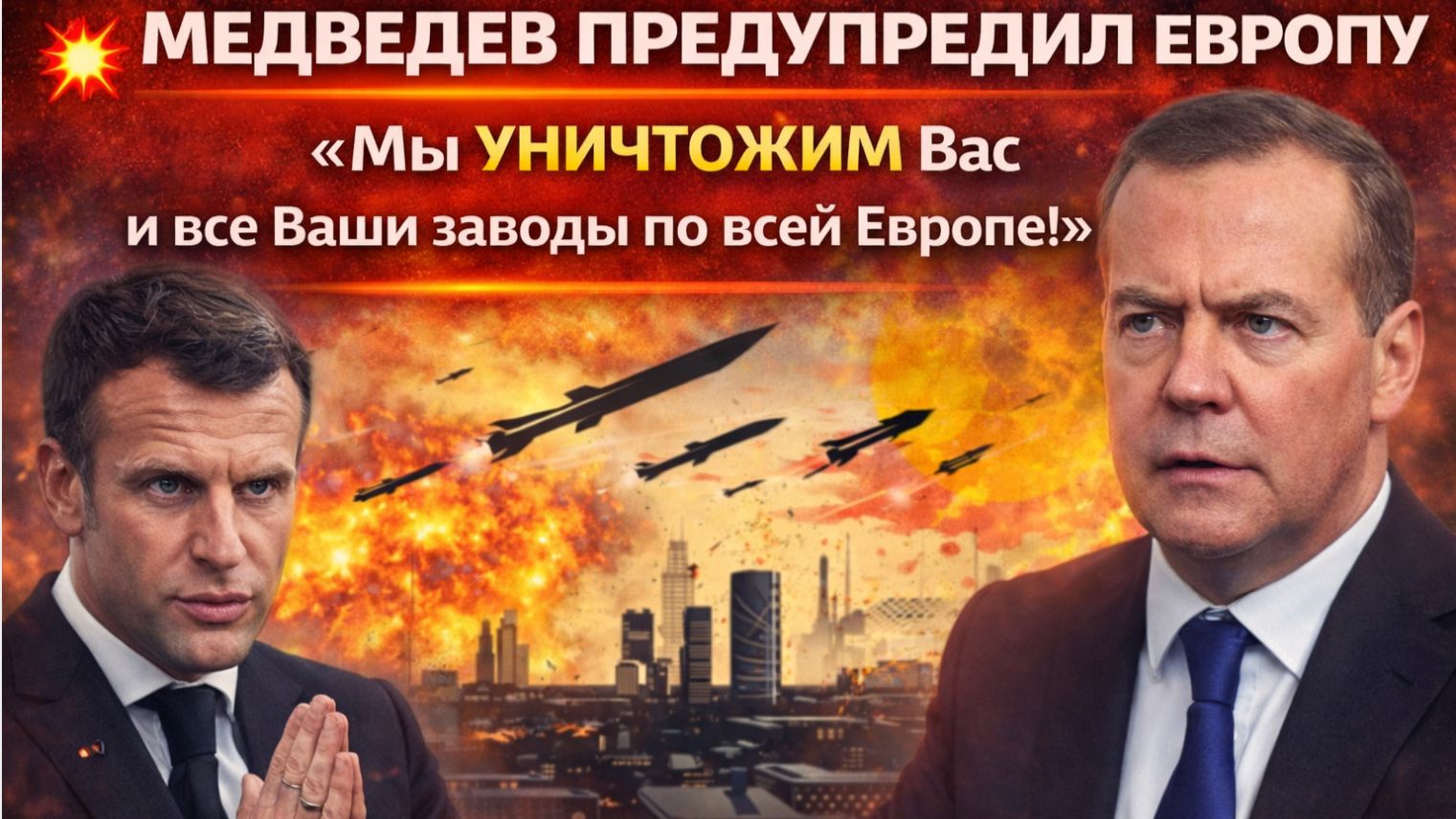 💥 МЕДВЕДЕВ ПРЕДУПРЕДИЛ ЕВРОПУ «Мы Уничтожим Вас и все Ваши заводы по всей Европе!