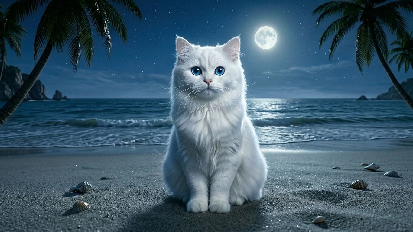 Белая кошка