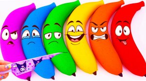 Мультики для детей. Лепим и режем яркие бананы из разноцветного песка. Мультики для малышей