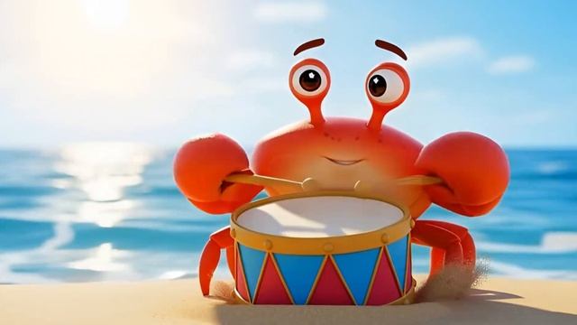 Забавный краб играет на барабане «Бум-Бум» . Мультфильм для детей 2026