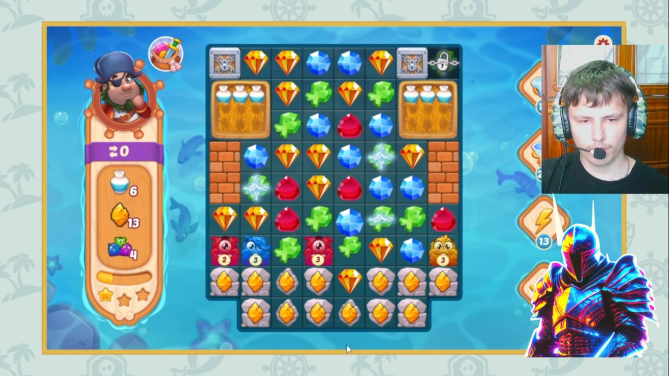 тёмный рыцарь прошёл 1 ур. в мине игре а другой не смог пройти в соокровищах пиратов. 47 серия.