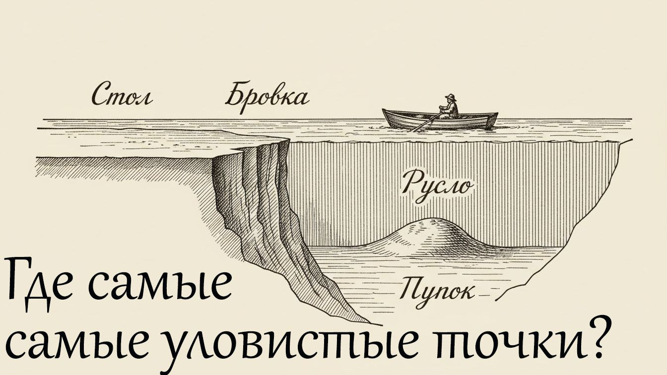 Что такое бровка, русло, стол, пупок? Изучаем рельеф дна и ищем самые уловистые точки.
