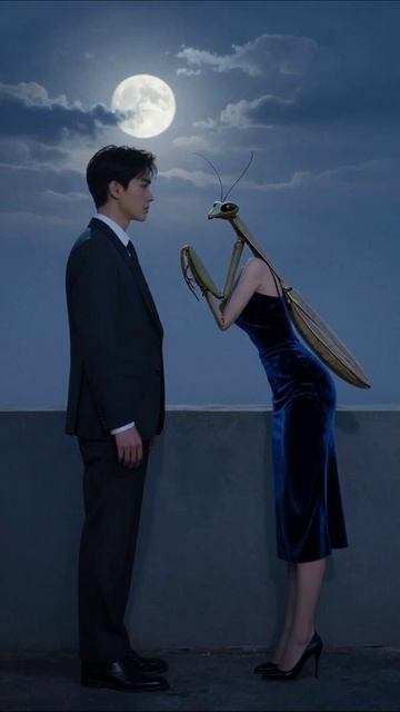 Тайна лунной ночи: встреча с необычным существом #мистика #фантастика #искусство