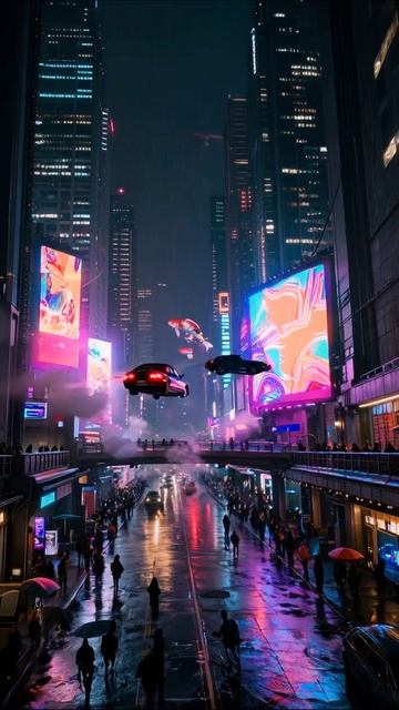 Мир будущего: летающие автомобили и русалки #футуризм #город #технологии