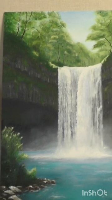 Водопад.Творчество не покидает зимой. Мой муж увлекся рисованием не на шутку.