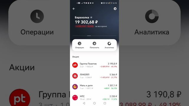 Счёт дочка покупка акций и офз 19.04.2026.