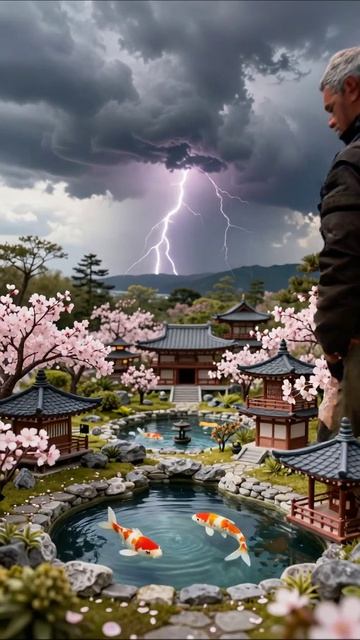 Шторм в восточном саду: красота и сила природы #природа #сад #мир