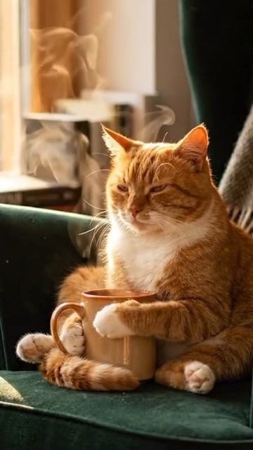 Степан греет усы горячим чаем.