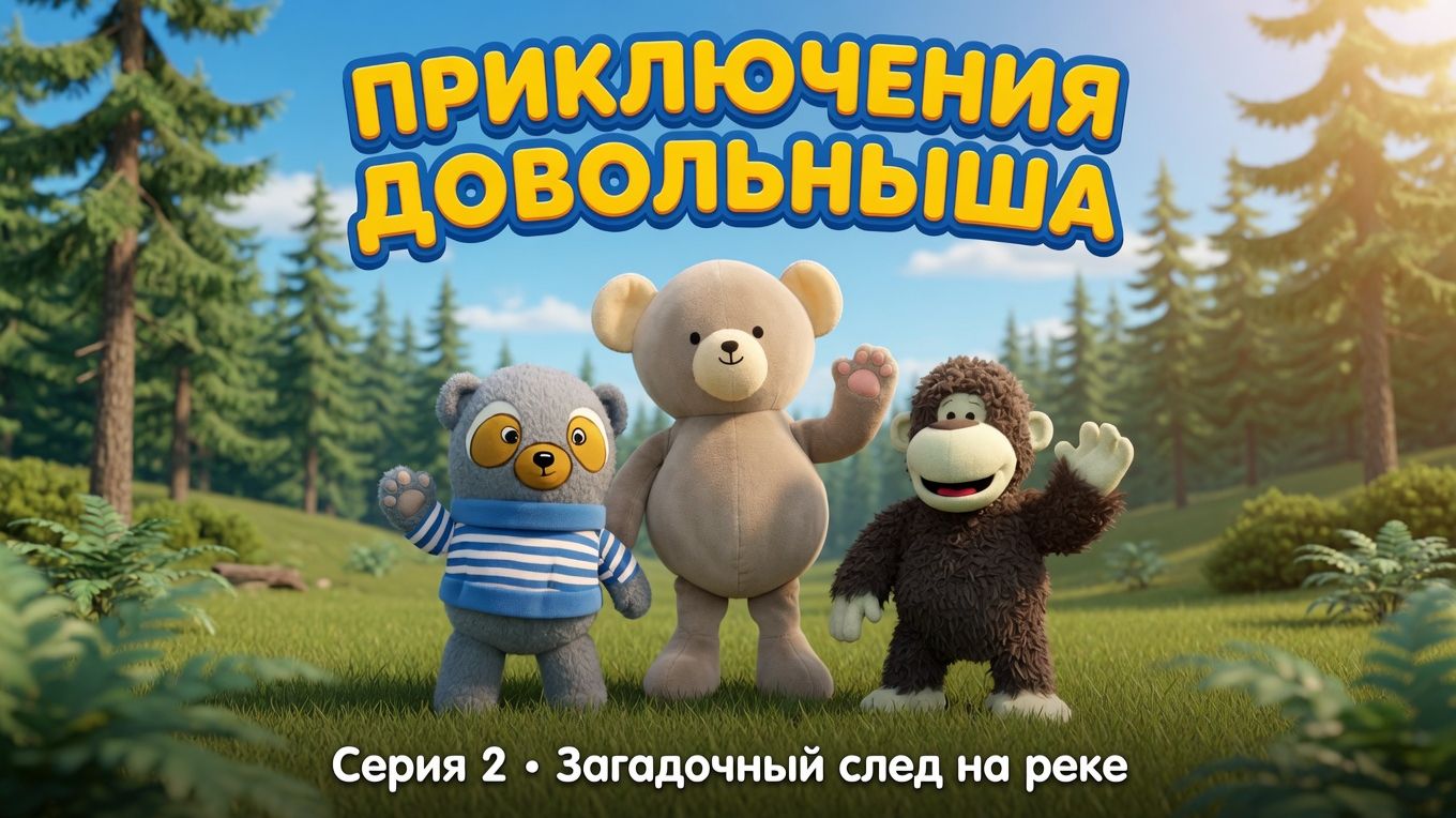 Приключения Довольныша и его Друзей 🐻 🐻 🐵 Загадочный след на реке.