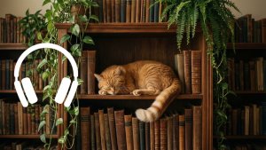 Красивая музыка • джаз 4 часа • кот среди книг уют • фоновая музыка для работы • фоновое видео