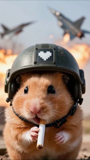 Смелый хомяк в боевой экипировке! #хомяк #приключения #юмор