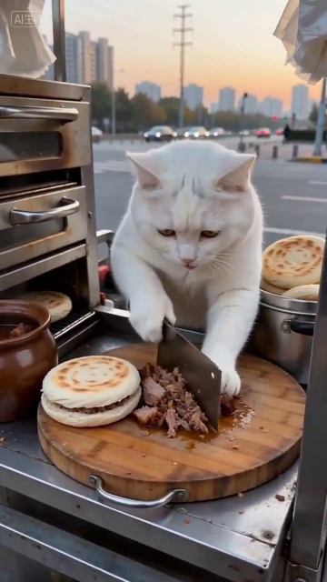 КОТИК ПОВАР ГОТОВИТ БУТЕРБРОД нейросеть