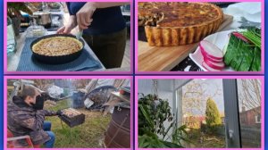 Готовлю в новой форме тарт с грибами на картофельном тесте.Едим свою зелень и домашний шашлык на ужи