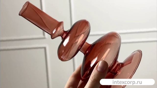 Декоративная ваза/подсвечник КЭНДИ, стекло, темно-розовый, 19 см, 640712-1