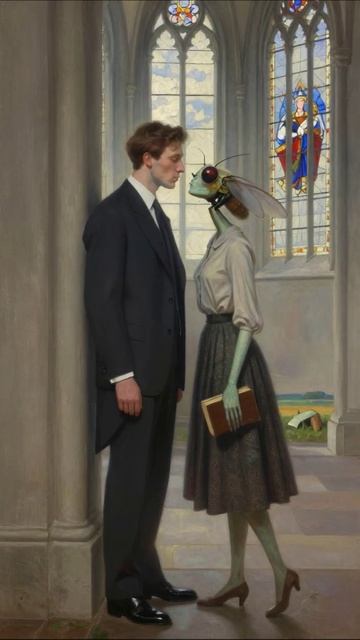 Любовь между мирами: человек и инсектоид #фантастика #арт #любовь