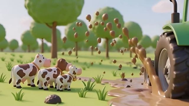 Мультфильм для детей 2026 . Забавный трактор, застрявший в пузырчатой грязи . Музыка