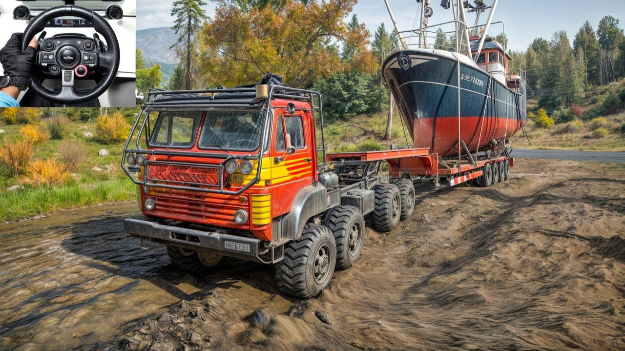 Voron G-5352 - Towing A Boat On A Muddy Road