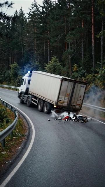 Опасное ДТП: грузовик потерял груз на повороте #ДТП #грузовик #дорожнаябезопасность