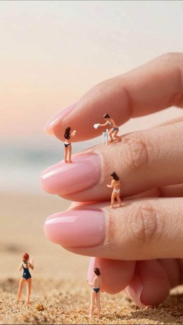 Миниатюрный пляж на пальцах: удивительный мир маникюра #маникюр #фотография #искусство