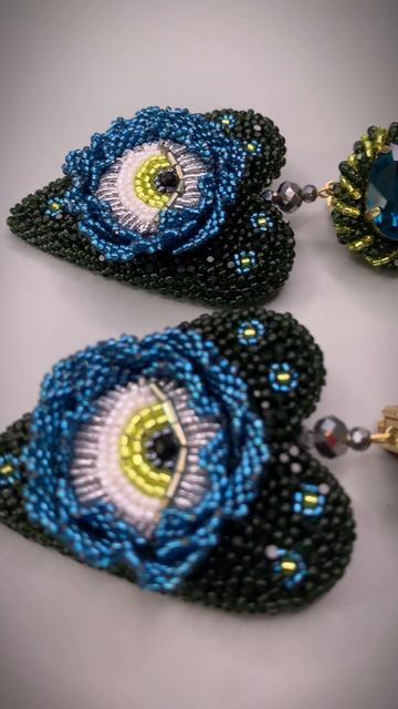 Серьги из бисера , ручная вышивка