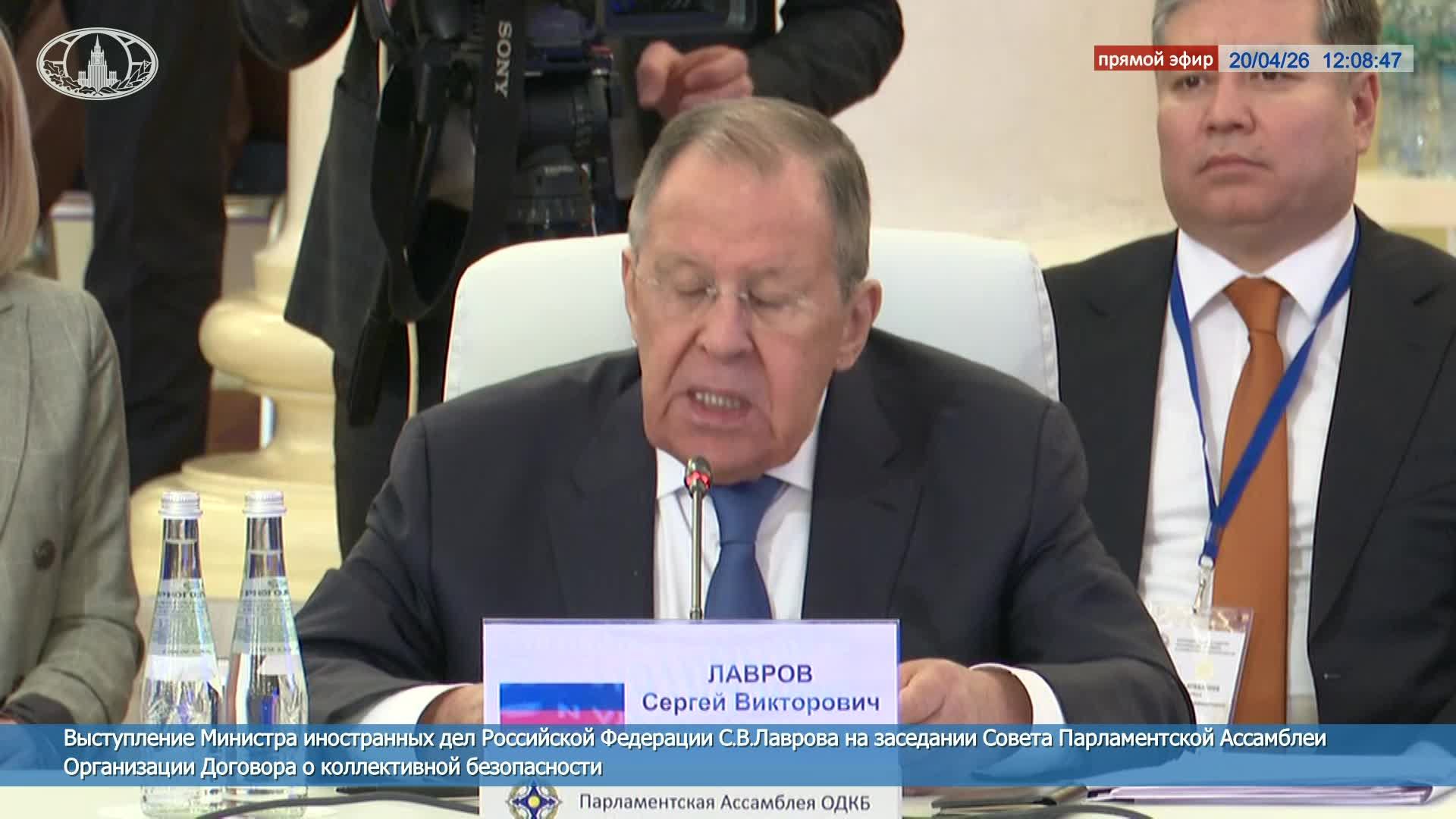 🔴 #ПрямойЭфир: Выступление С.В.Лаврова на заседании Совета Парламентской ассамблеи ОДКБ