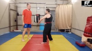 фрагмент индивидуальной тренировки, хлыст+ прямой удар рукой