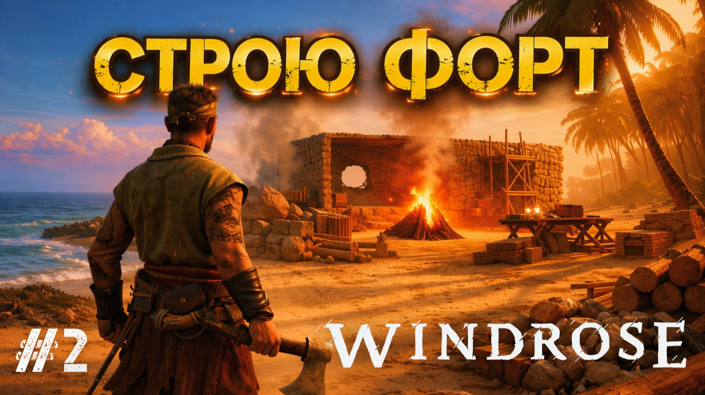 НАЧАЛ СТРОИТЬ СВОЙ ФОРТ НА БЕРЕГУ ОСТРОВА! РАЗВИВАЕМСЯ В - Windrose #2