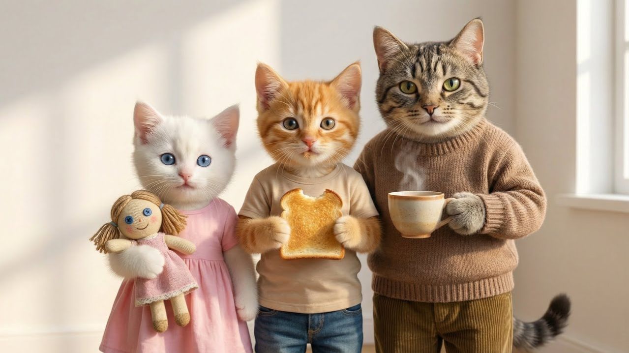 Маленькие котята и дедушка | Трогательная утренняя история в деревне 🌄🐱 #котёнок