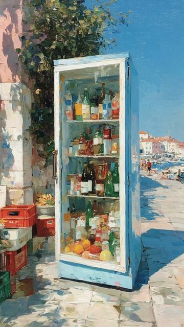 Уличный холодильник с напитками (картина #1147) / Арт-студия Нормова