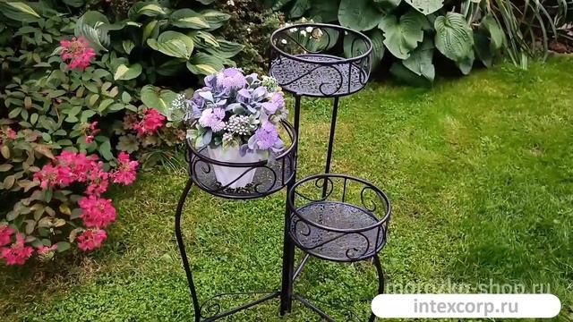 Кованая подставка для цветов БОРДЬЕ, тёмно-коричневая, 54х35х74 см, 2013244-1019592