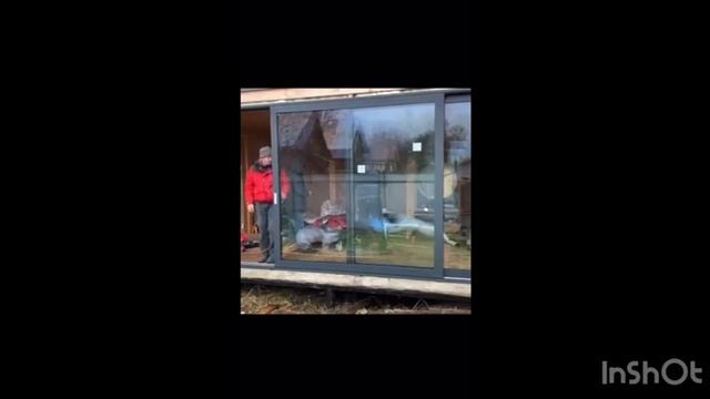 Раздвижная теплая портальная дверь со стеклопакетом