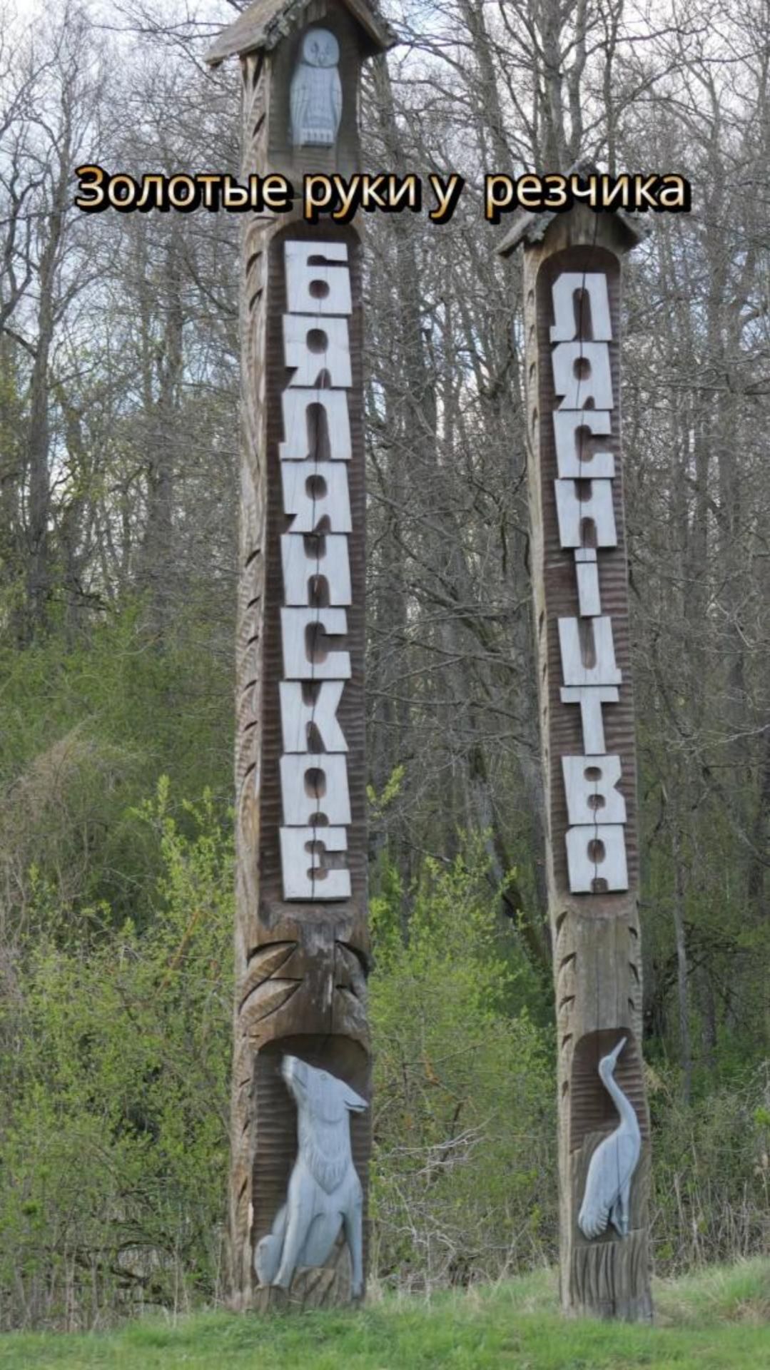 Красивая резная деревянная скульптура района в Беларуси