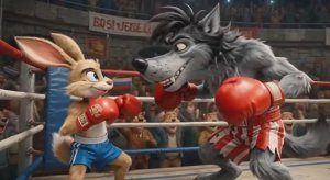 Ну погоди! Заец и Волк дерутся на ринге