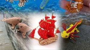 Идеи на морскую тему из бисера / Что сплести из бисера / Рыбы из бисера / Якорь из бисера /