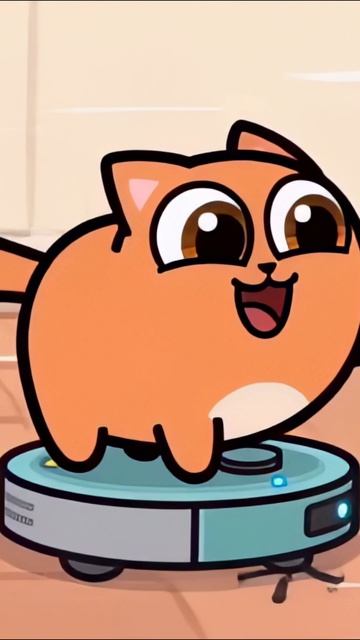 Коть и робот пылесос #котики #мультики #пушистыеистории
