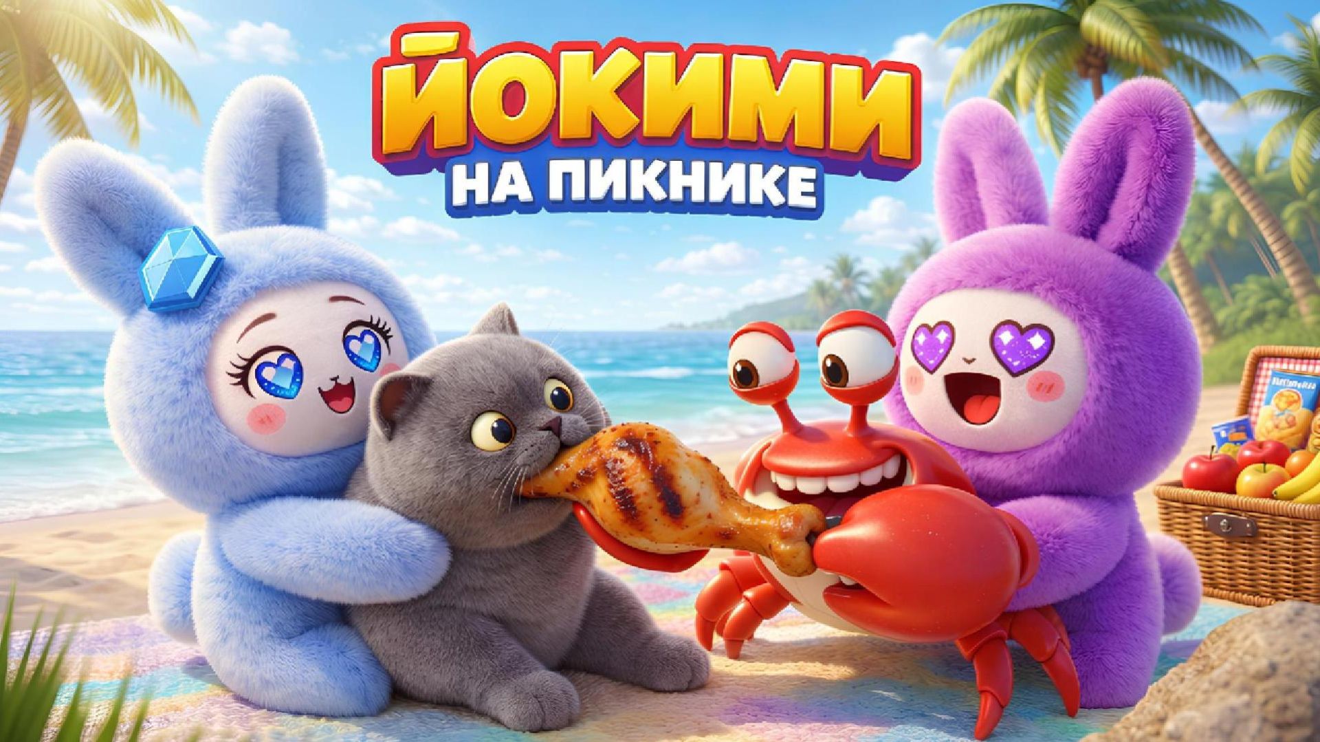 🌴🐰 ЙОКИМИ: ПИКНИК НА ПЛЯЖЕ 🍗🐱