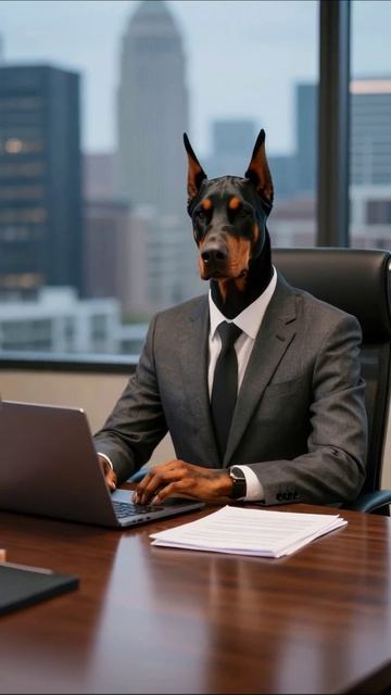 Деловая собака: встреча в офисе #животные #офис #юмор