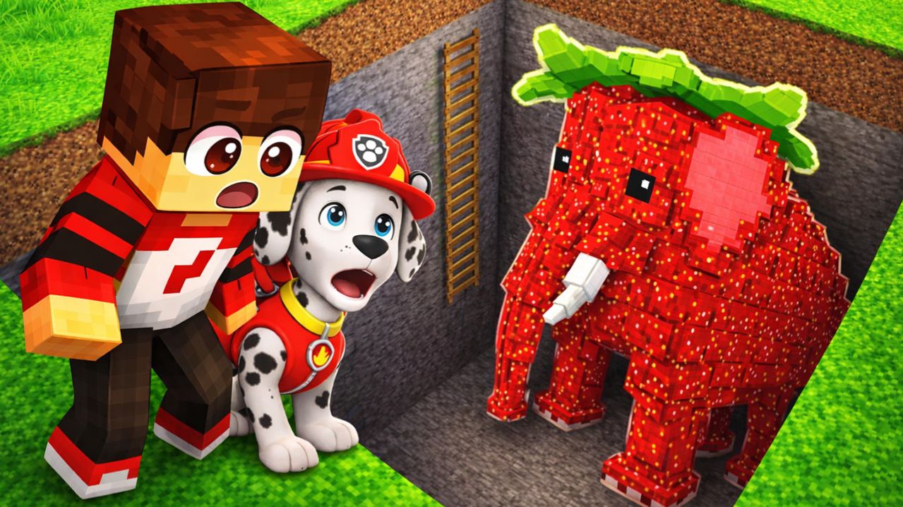 😱 МЫ С МАРШАЛОМ НАШЛИ В ЯМЕ STRAWBERRY ELEPHANT из РОБЛОКС В МАЙНКРАФТЕ