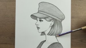 Как нарисовать девушку шаг за шагом  в шляпе карандашом