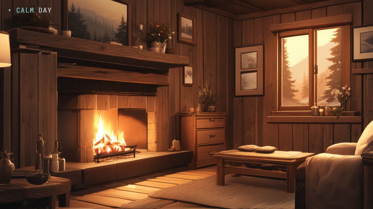 Пламя в каменном камине — спокойная анимация природы