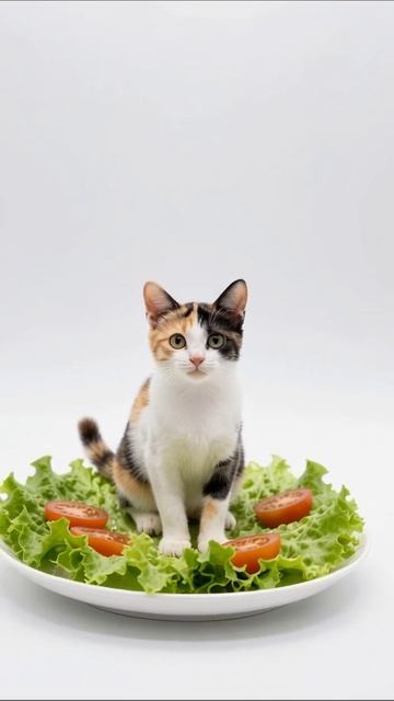 Кот на салате: забавные моменты #кот #салат #юмор