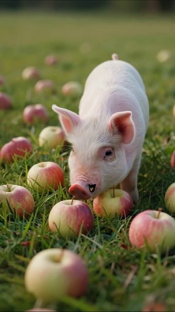 Свинка на яблоневом саду #свинья #яблоки #приключения