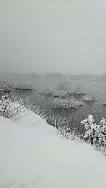 7ч 30мин.Утро р.Ока.Туман.Снег.Холод.