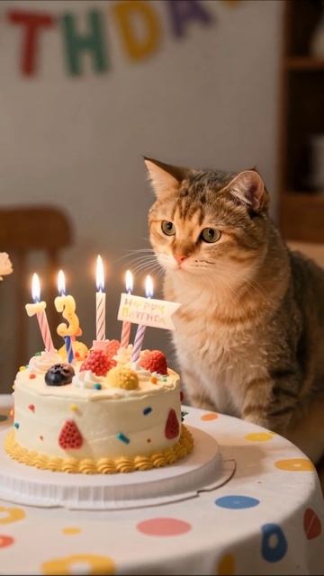 Как котик отмечает день рождения! 🎉 #котики #деньрождения #видео