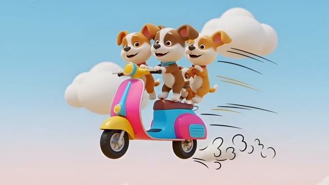 Три маленьких щенка на самокате . мультфильм для детей 2026